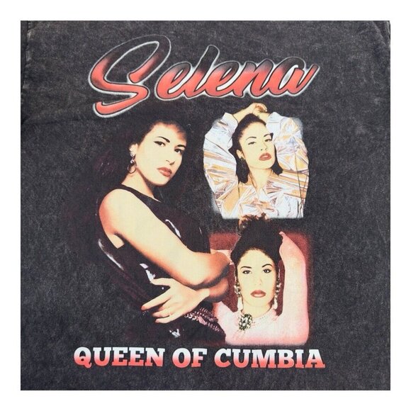 Selena Official Women SZ  Large Queen of Cumbia Music Black Dyed Ácido Wash - Picture 4 of 8